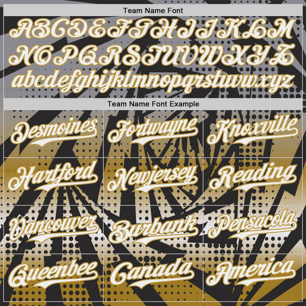 Custom Black White-Old Gold Lightning Gradient Dot Authentic Baseball Jersey