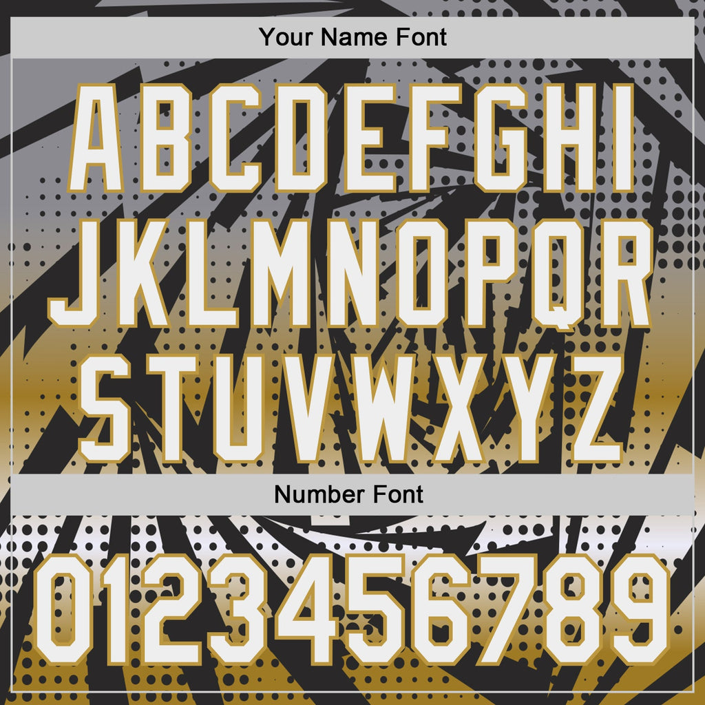 Custom Black White-Old Gold Lightning Gradient Dot Authentic Baseball Jersey