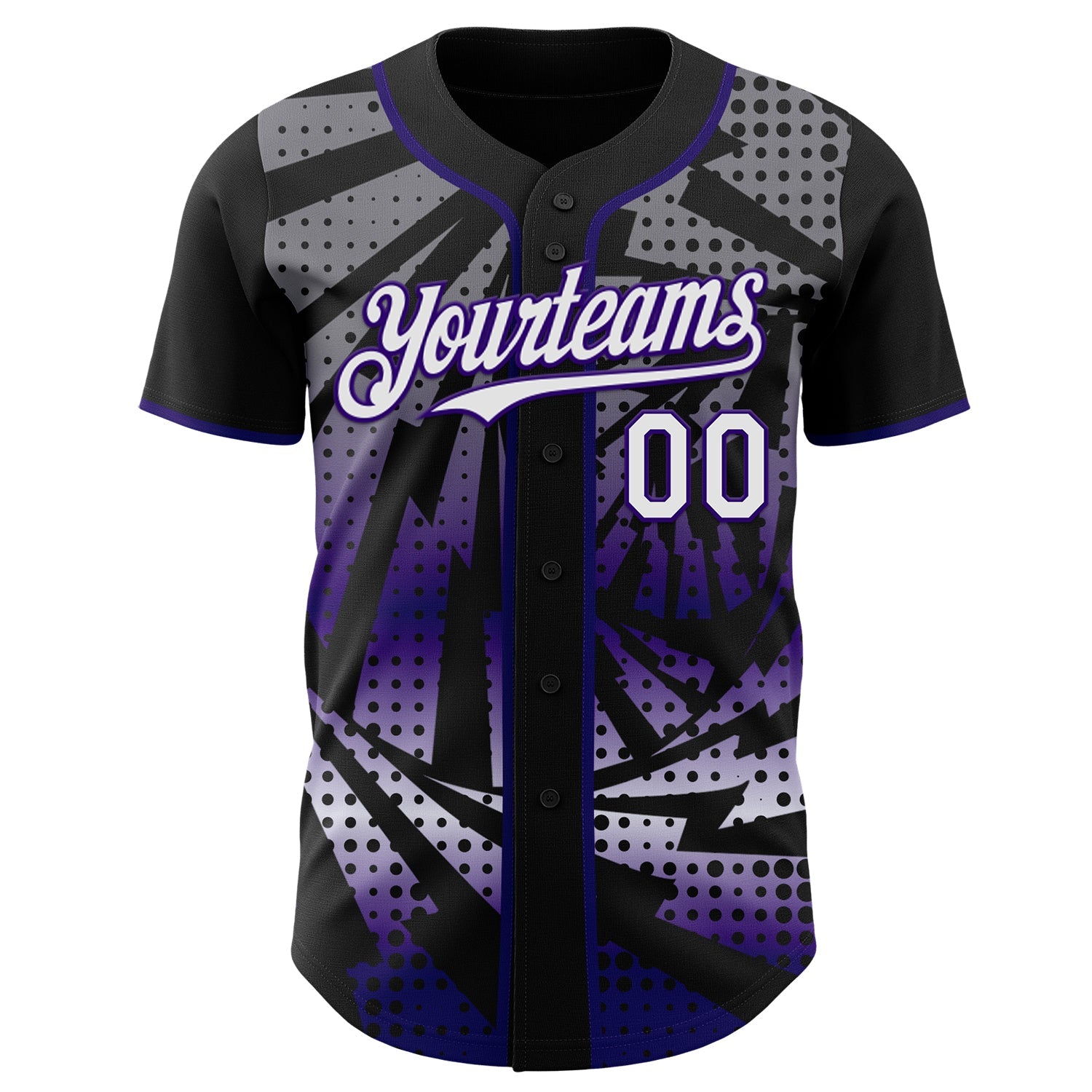 Custom Black White-Purple Lightning Gradient Dot Authentic Baseball Jersey