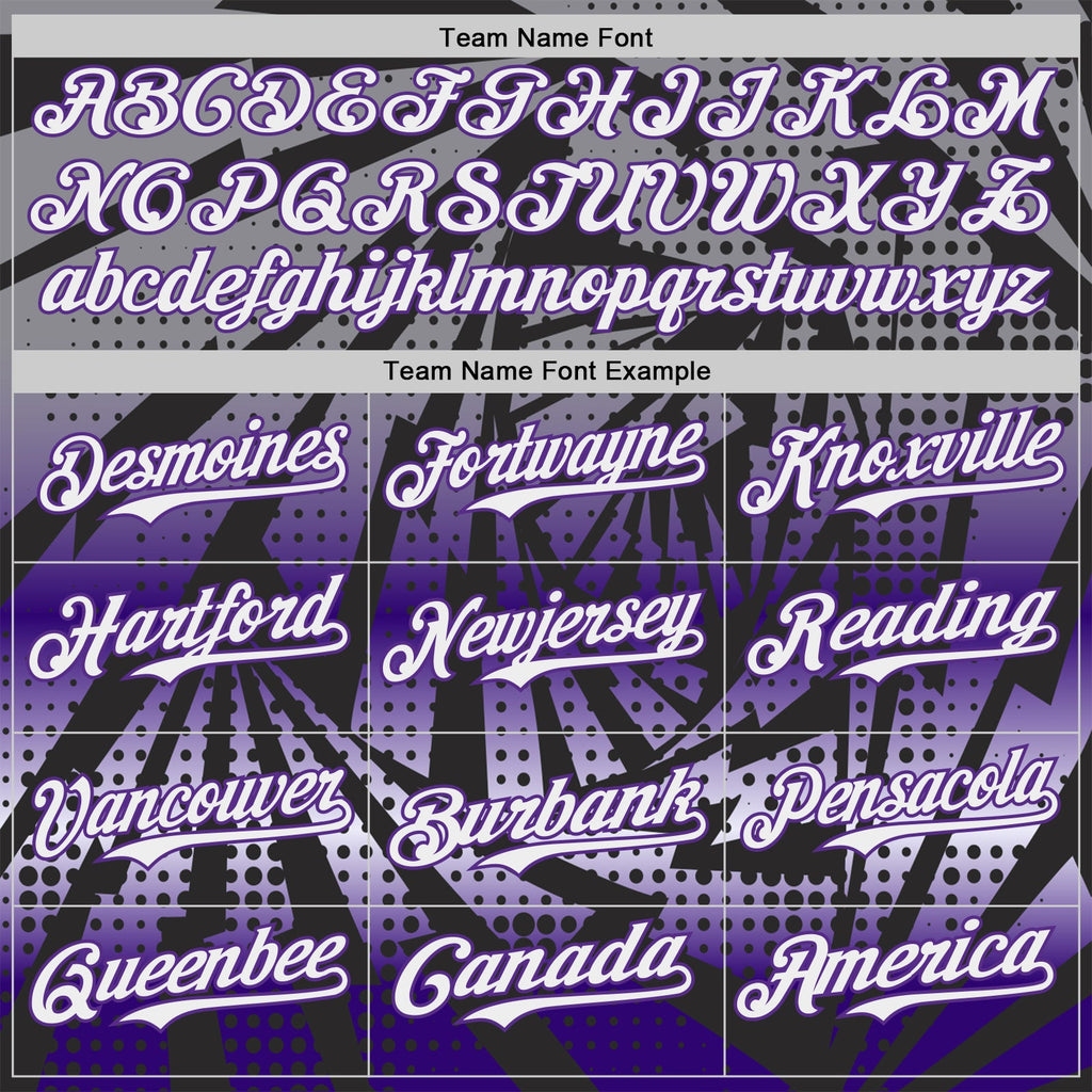 Custom Black White-Purple Lightning Gradient Dot Authentic Baseball Jersey