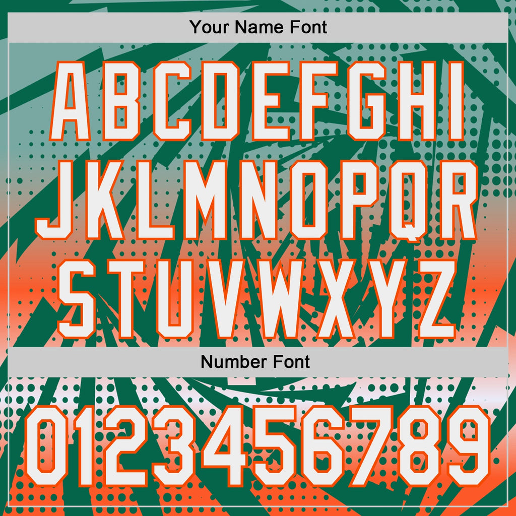 Custom Kelly Green White-Orange Lightning Gradient Dot Authentic Baseball Jersey