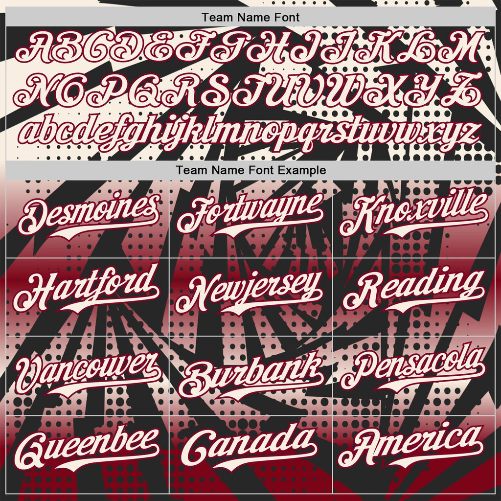 Custom Black Cream-Maroon Lightning Gradient Dot Authentic Baseball Jersey