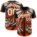 Custom Brown Cream-Orange Lightning Gradient Dot Authentic Baseball Jersey