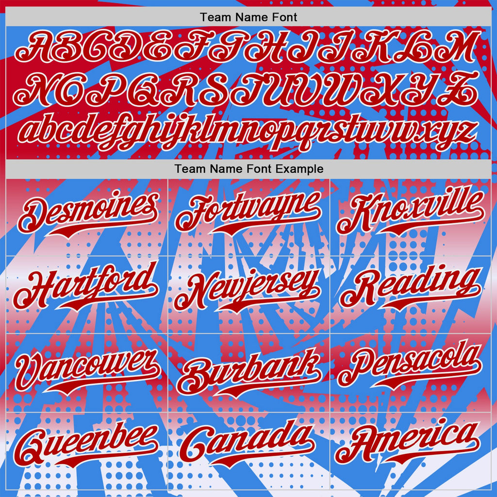 Custom Electric Blue Red-White Lightning Gradient Dot Authentic Baseball Jersey