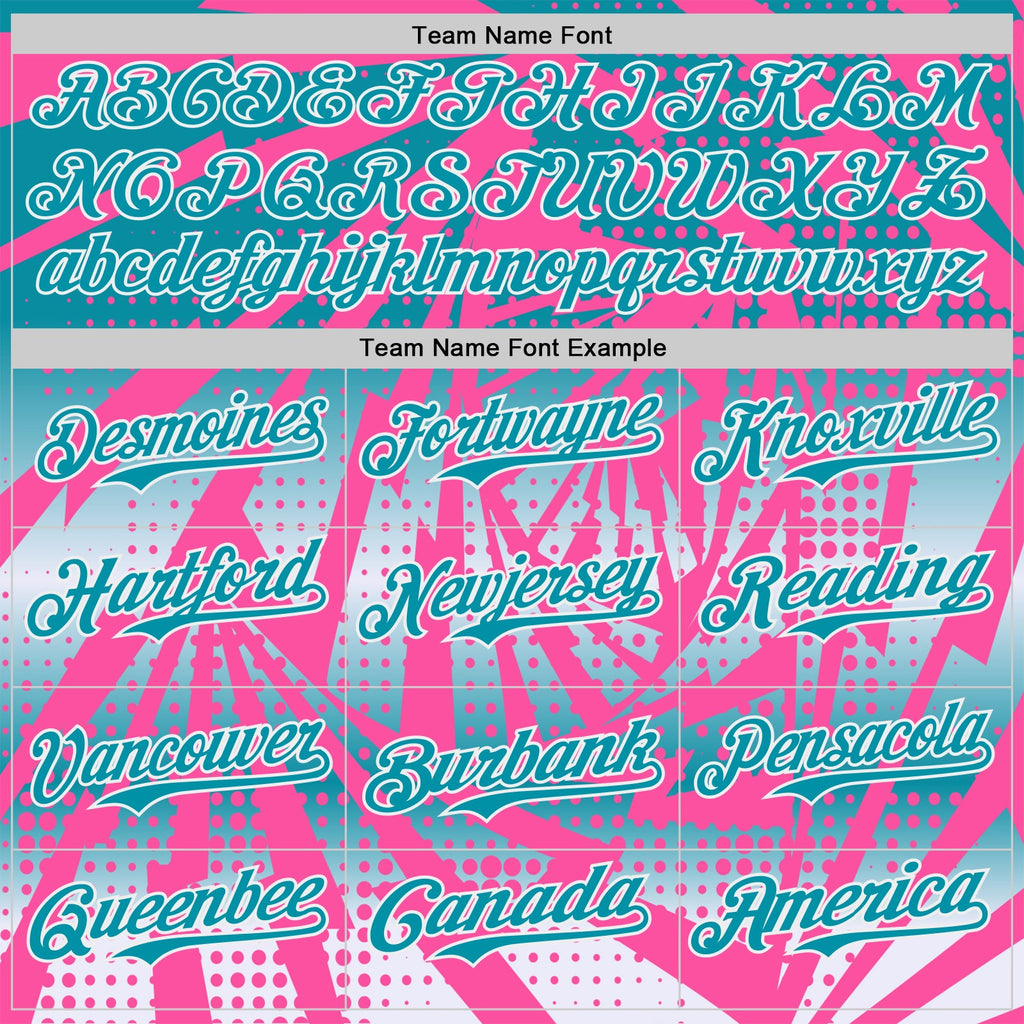 Custom Pink Teal-White Lightning Gradient Dot Authentic Baseball Jersey