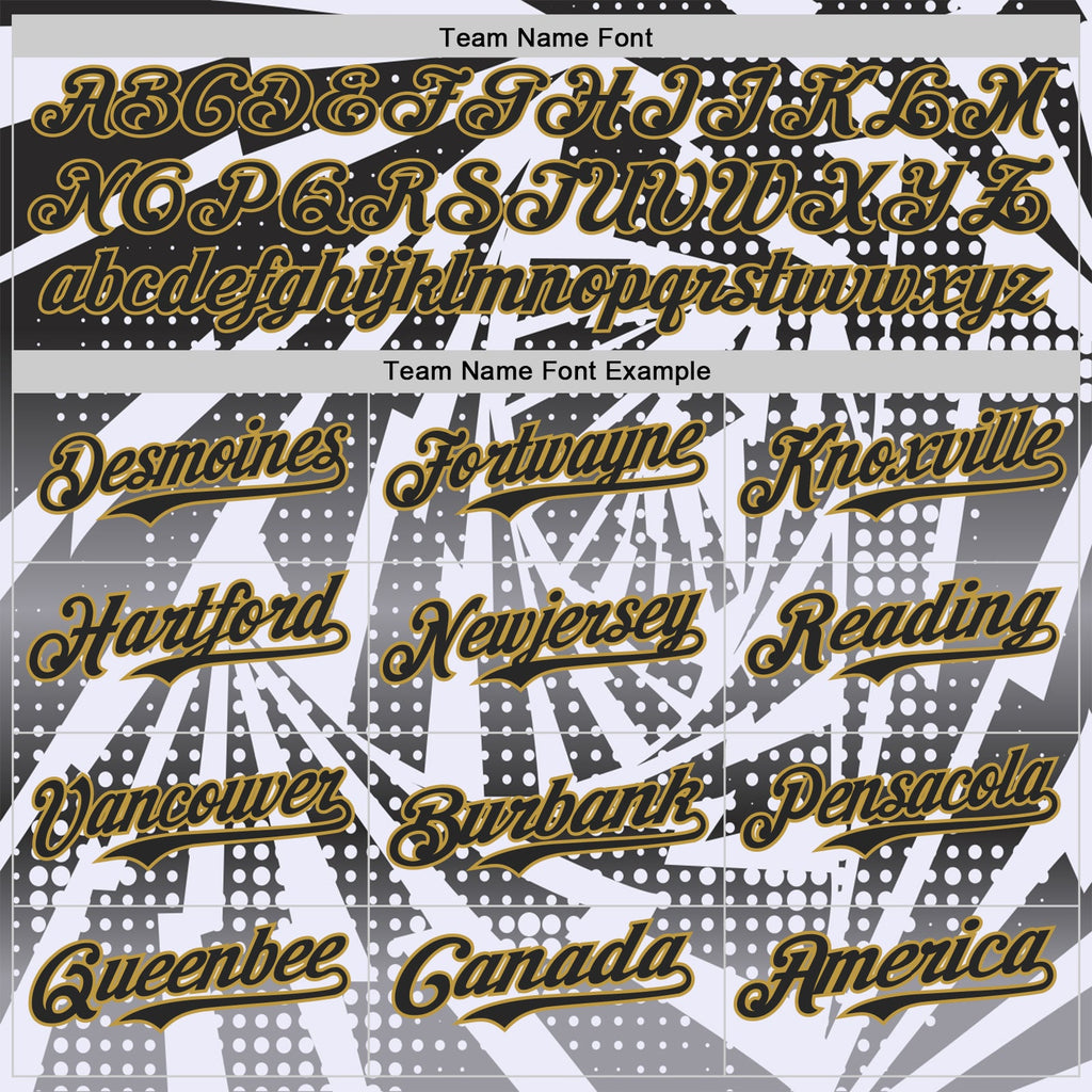 Custom White Black Old Gold-Gray Lightning Gradient Dot Authentic Baseball Jersey