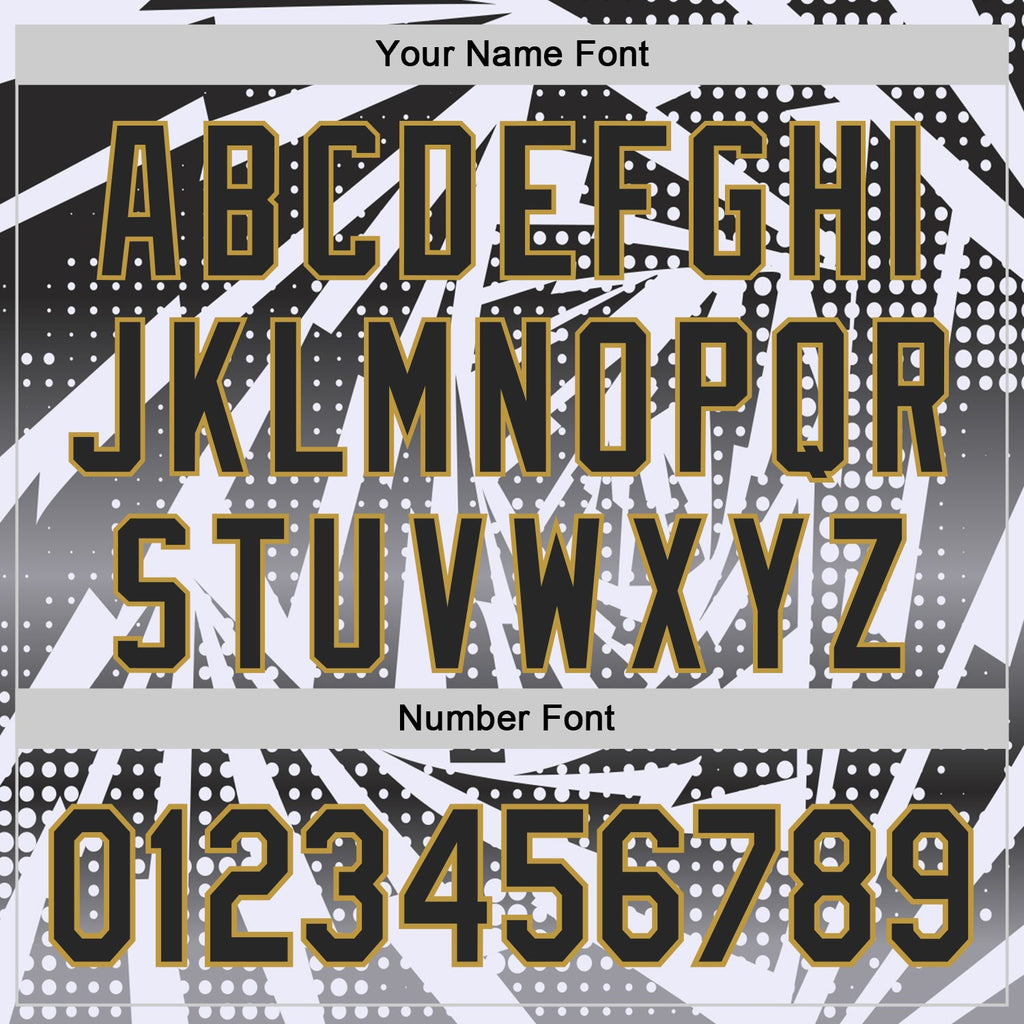 Custom White Black Old Gold-Gray Lightning Gradient Dot Authentic Baseball Jersey