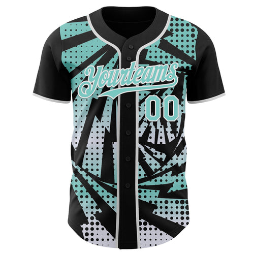 Custom Black Ice Blue-White Lightning Gradient Dot Authentic Baseball Jersey