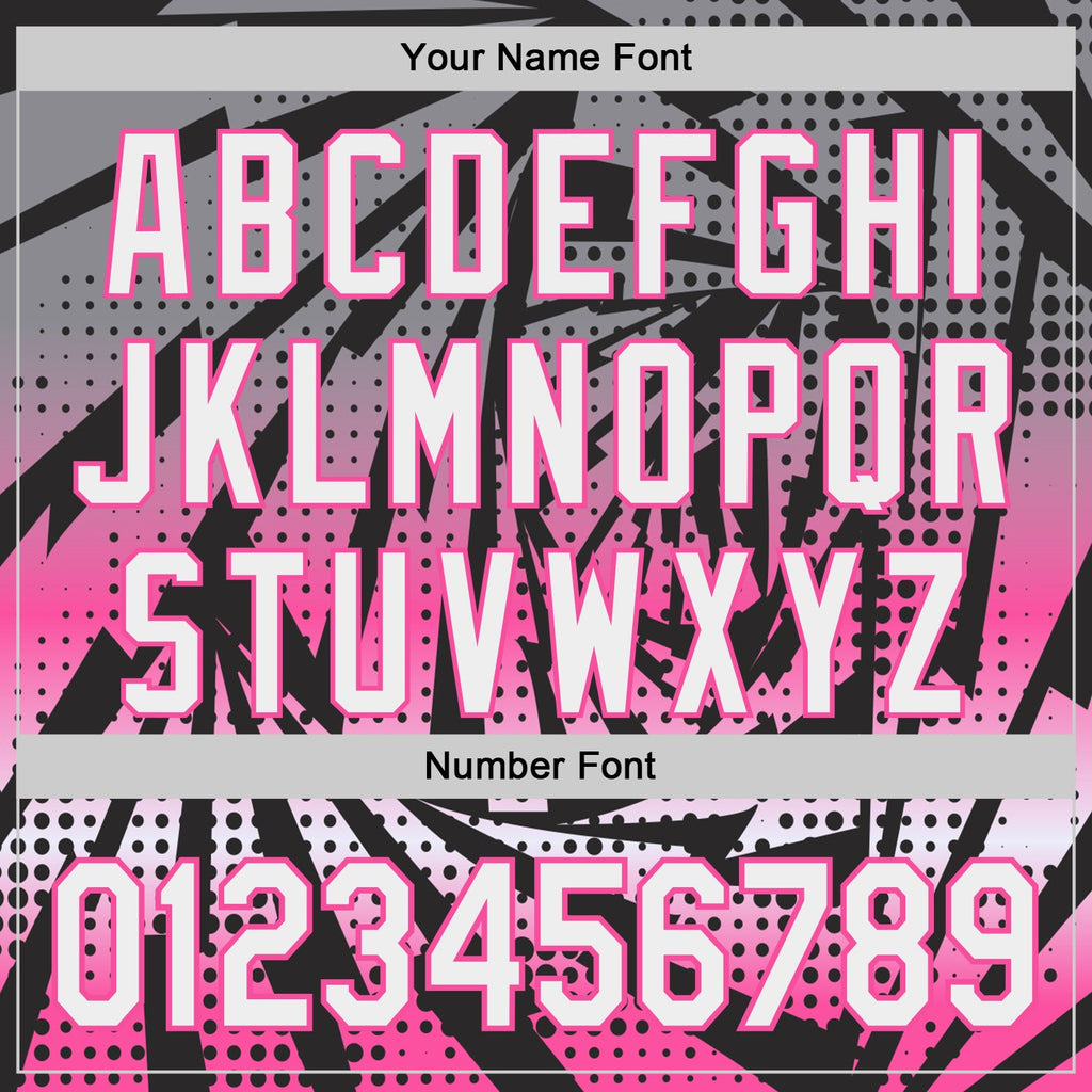 Custom Black White-Pink Lightning Gradient Dot Authentic Baseball Jersey