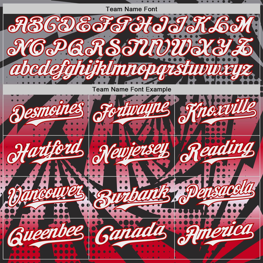 Custom Black White-Red Lightning Gradient Dot Authentic Baseball Jersey