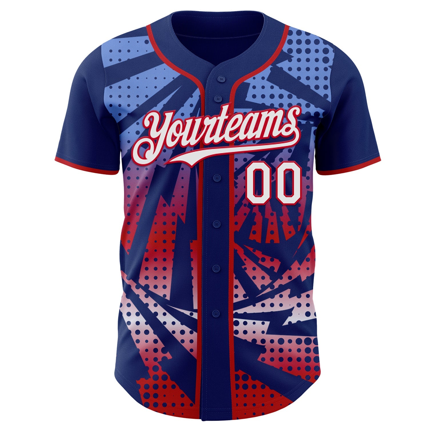 Custom Royal White-Red Lightning Gradient Dot Authentic Baseball Jersey
