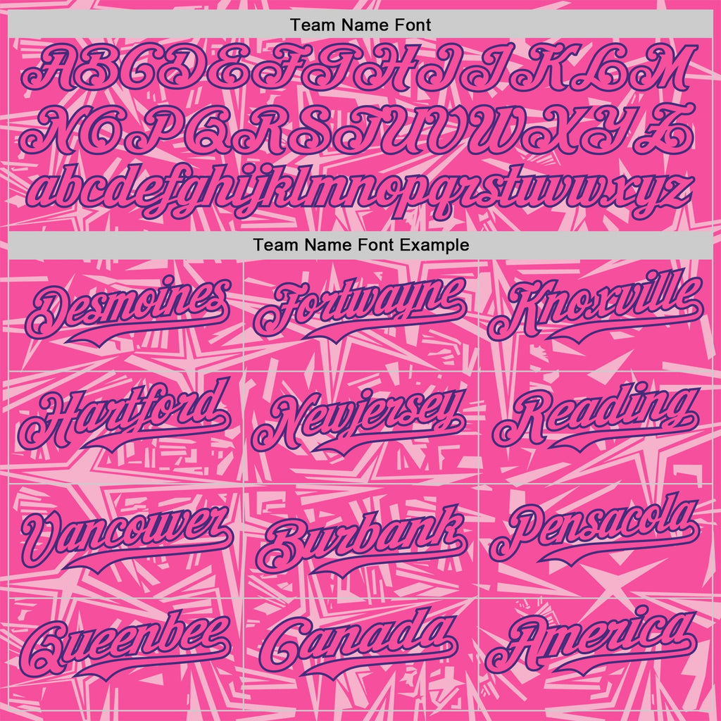 Custom Pink Light Pink-Purple Geometric Cyber Starburst Authentic Baseball Jersey
