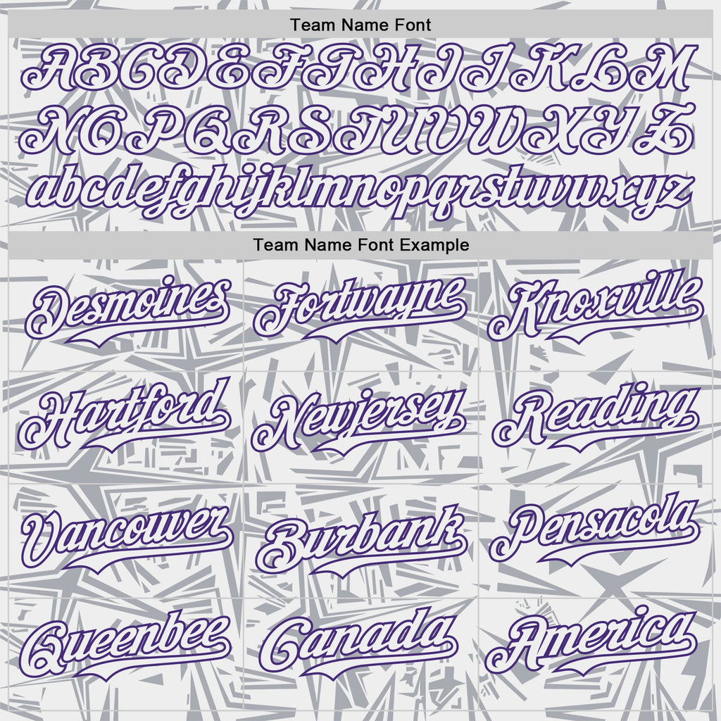 Custom White Gray-Purple Geometric Cyber Starburst Authentic Baseball Jersey