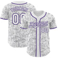 Custom White Gray-Purple Geometric Cyber Starburst Authentic Baseball Jersey