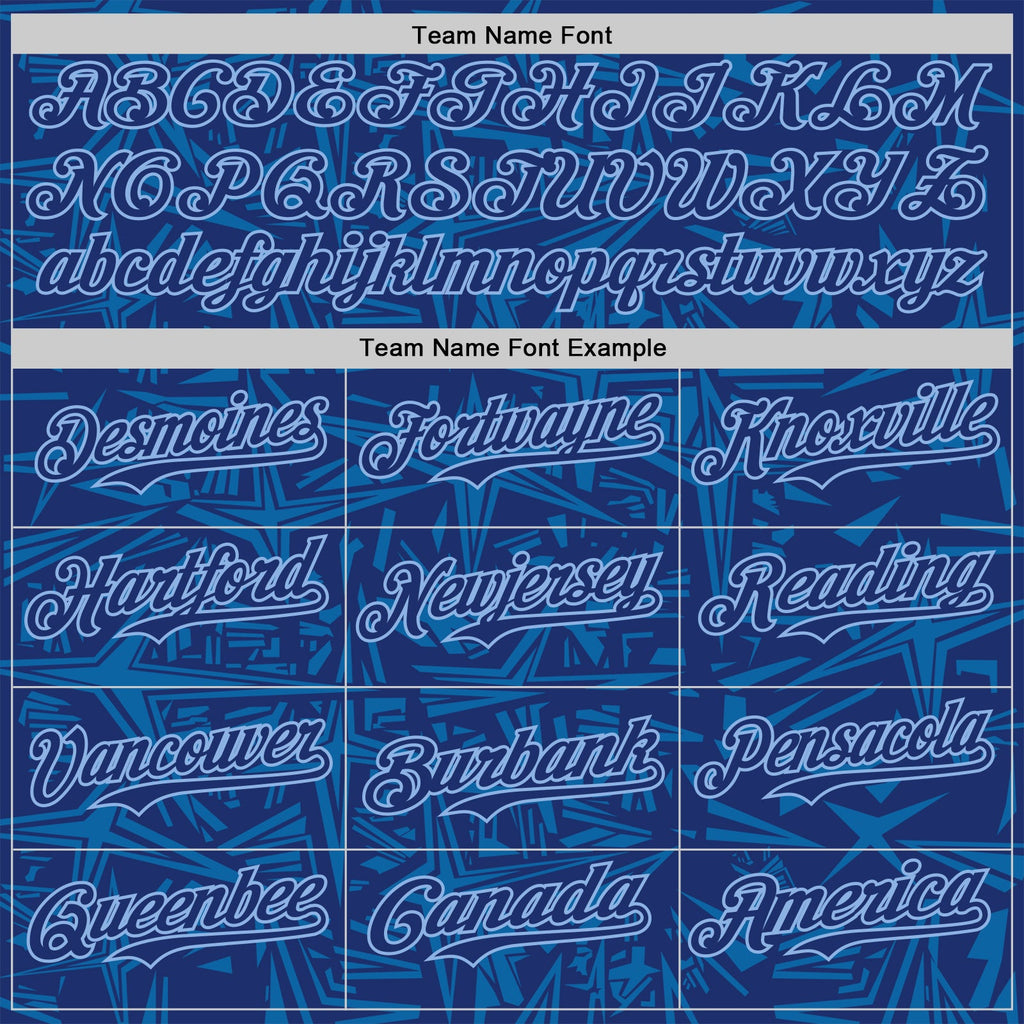 Custom Royal Blue-Light Blue Geometric Cyber Starburst Authentic Baseball Jersey