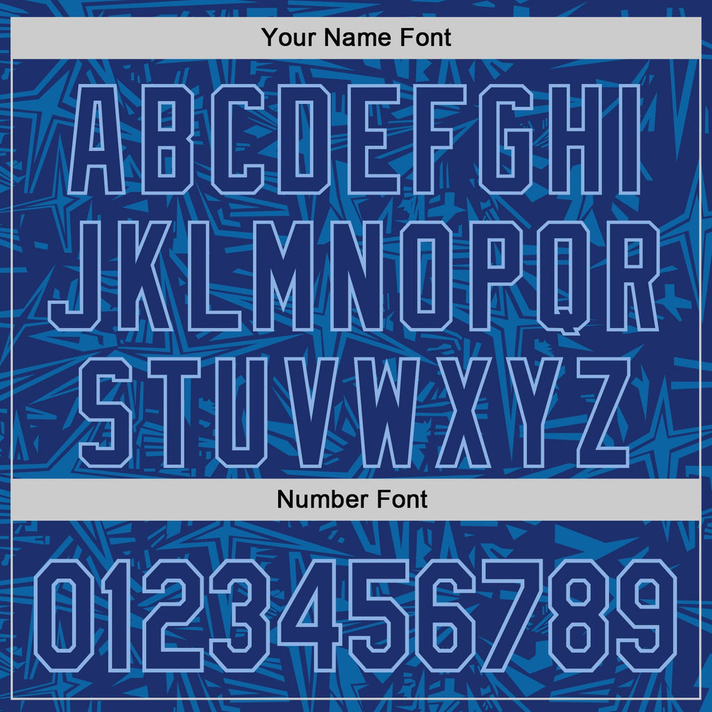 Custom Royal Blue-Light Blue Geometric Cyber Starburst Authentic Baseball Jersey