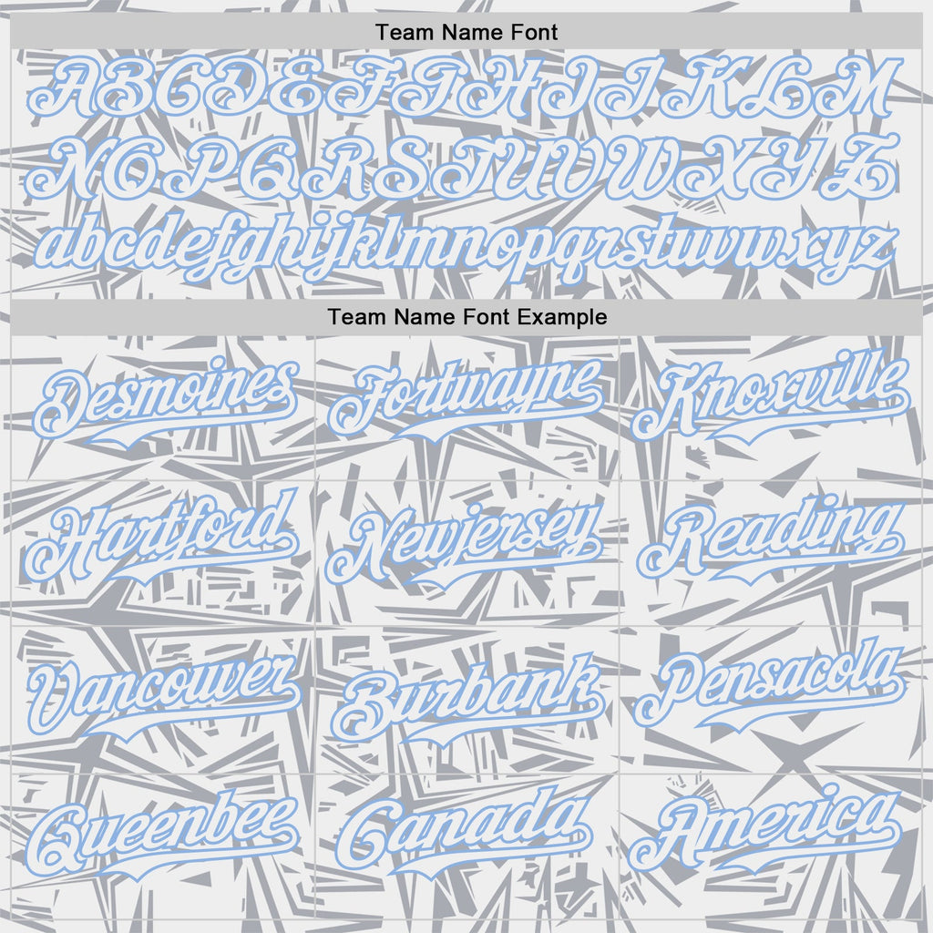 Custom White Gray-Light Blue Geometric Cyber Starburst Authentic Baseball Jersey