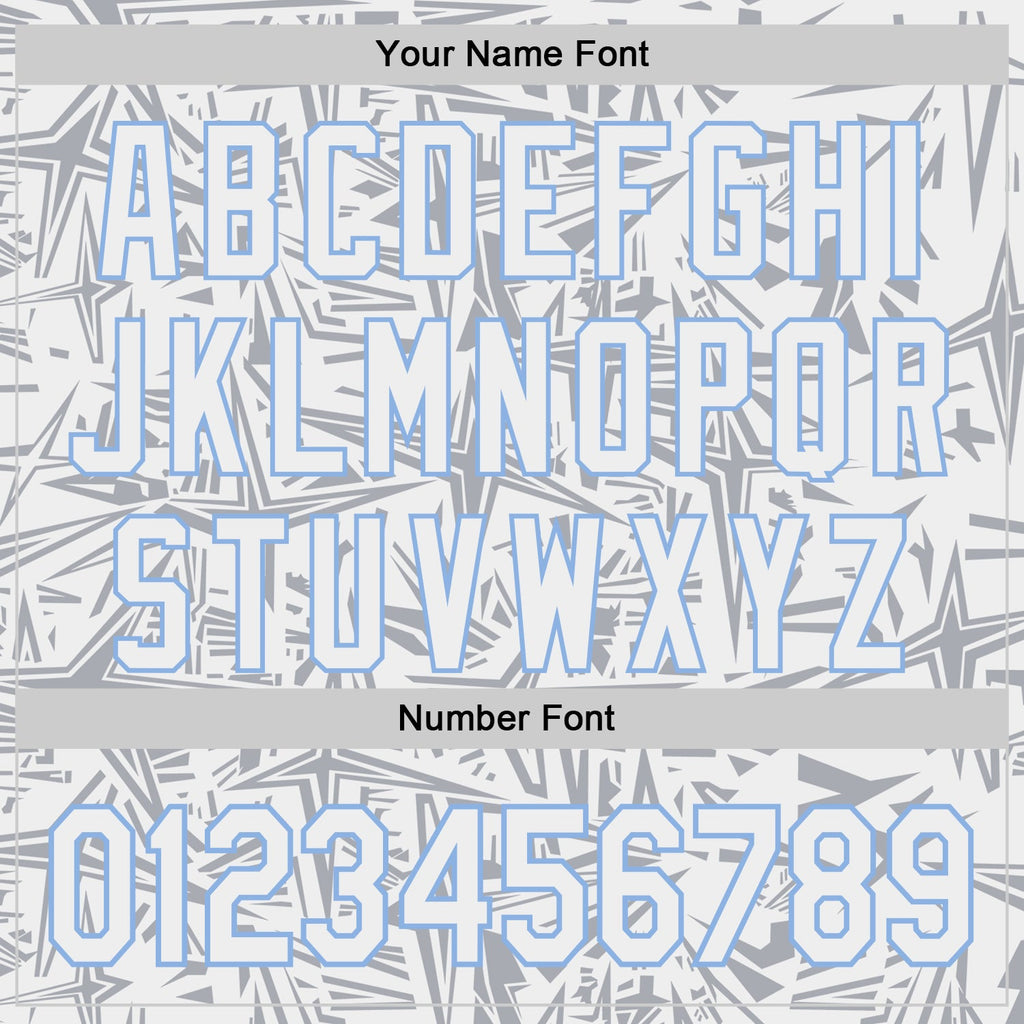 Custom White Gray-Light Blue Geometric Cyber Starburst Authentic Baseball Jersey