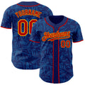 Custom Royal Red Blue-Gold Geometric Cyber Starburst Authentic Baseball Jersey
