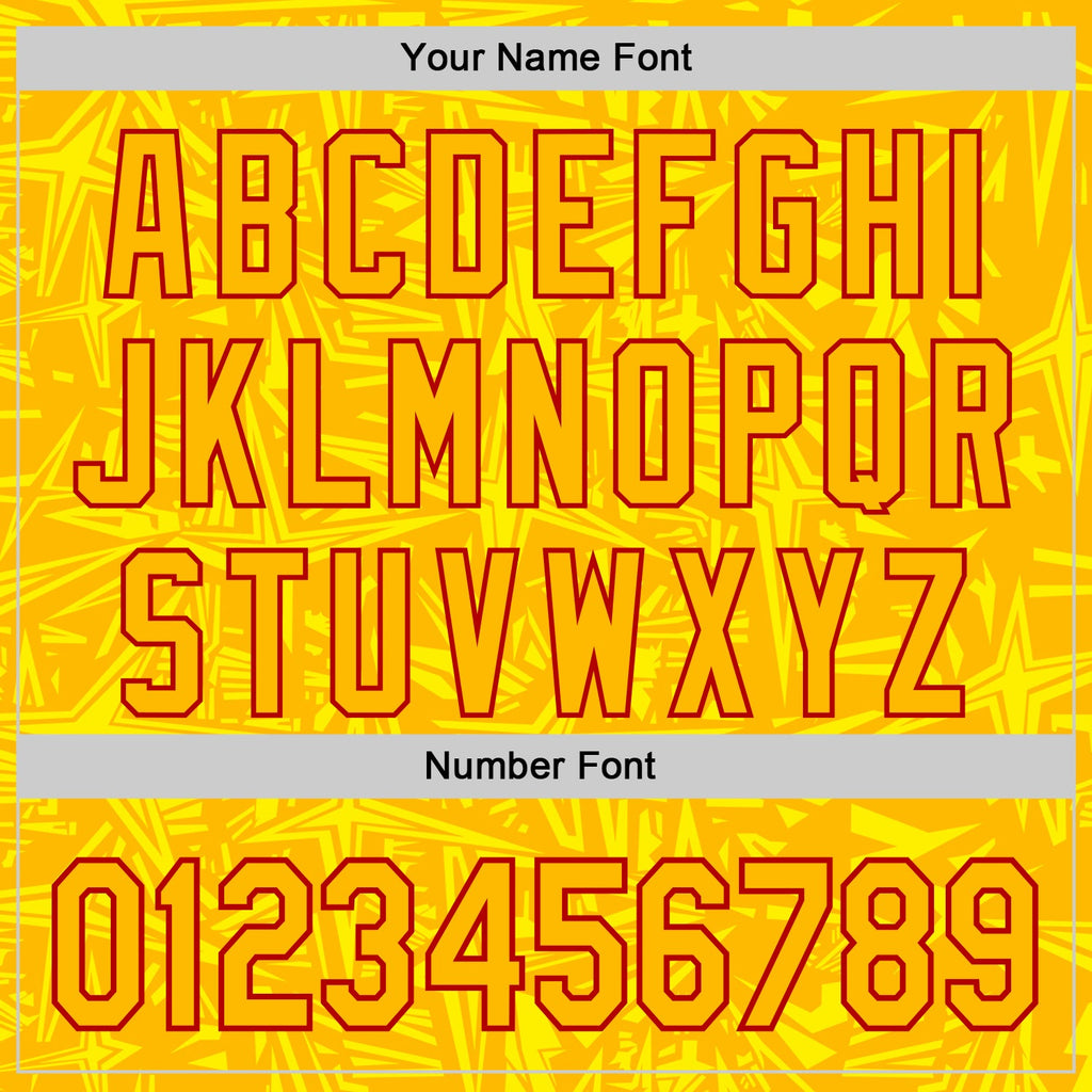 Custom Gold Light Yellow-Red Geometric Cyber Starburst Authentic Baseball Jersey