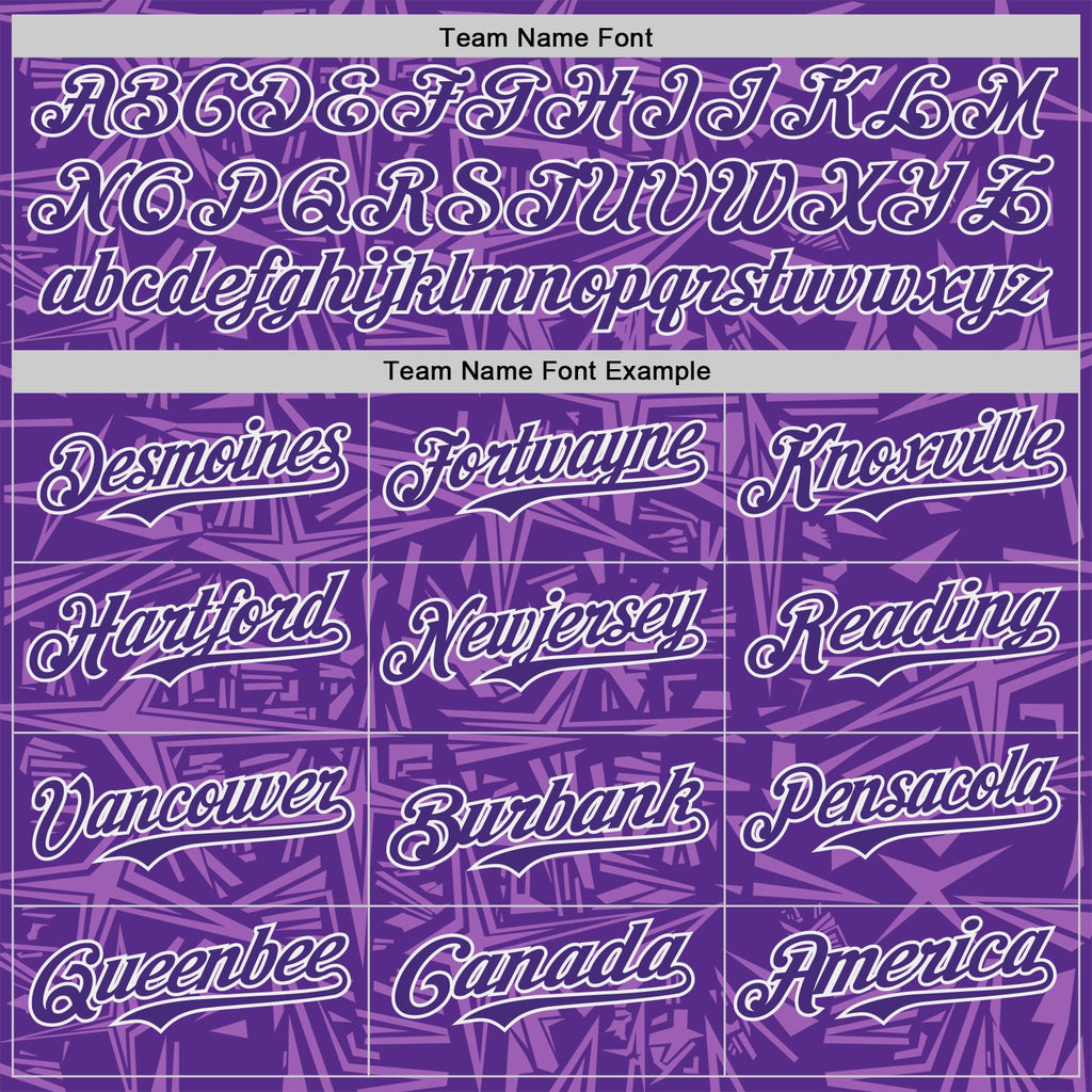 Custom Purple Medium Purple-White Geometric Cyber Starburst Authentic Baseball Jersey
