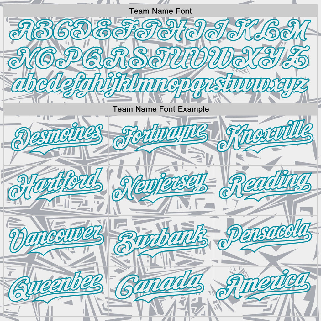 Custom White Gray-Teal Geometric Cyber Starburst Authentic Baseball Jersey