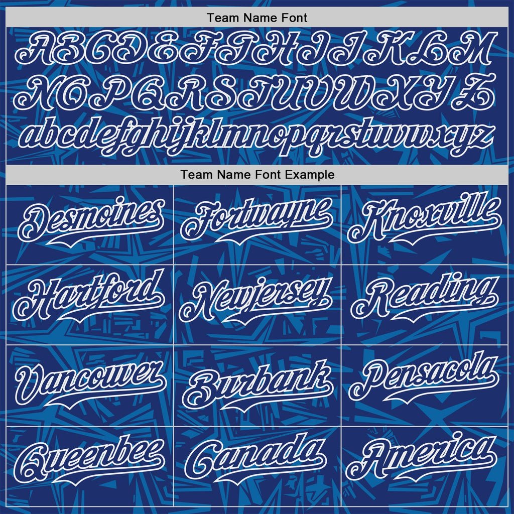 Custom Royal Blue-White Geometric Cyber Starburst Authentic Baseball Jersey