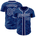 Custom Royal Blue-White Geometric Cyber Starburst Authentic Baseball Jersey