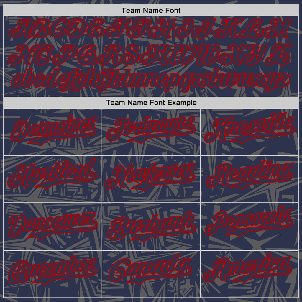 Custom Navy Steel Gray-Red Geometric Cyber Starburst Authentic Baseball Jersey