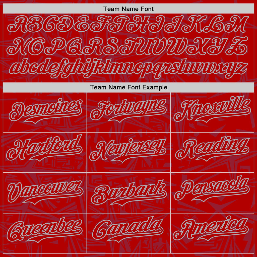 Custom Red-Gray Geometric Cyber Starburst Authentic Baseball Jersey