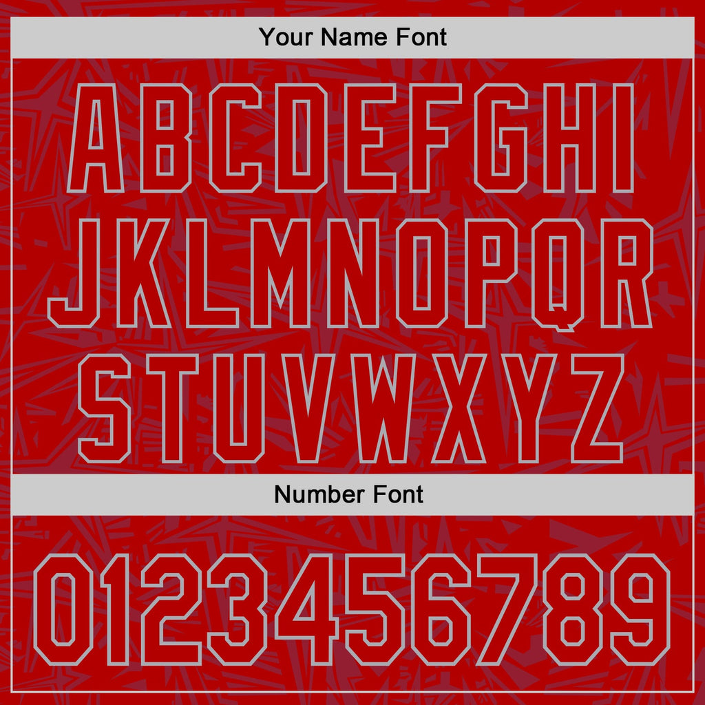 Custom Red-Gray Geometric Cyber Starburst Authentic Baseball Jersey