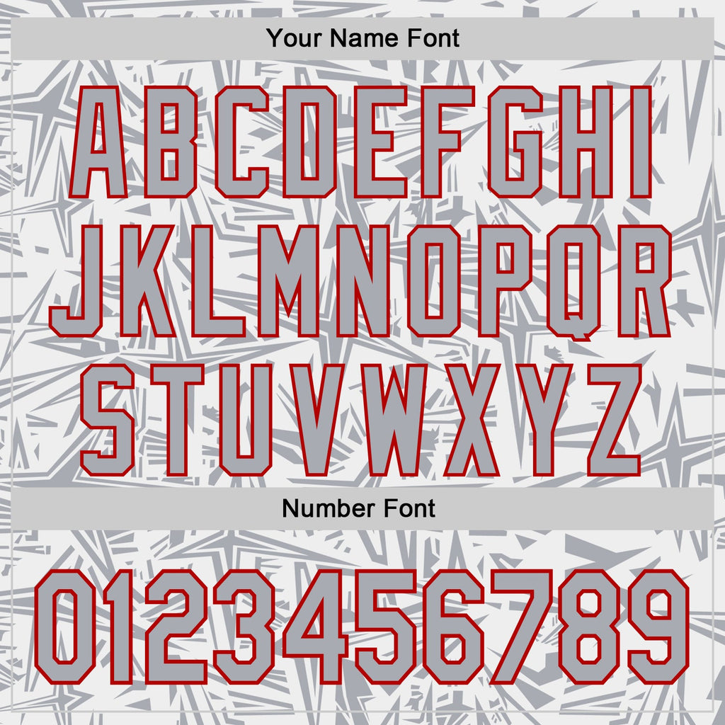 Custom White Gray-Red Geometric Cyber Starburst Authentic Baseball Jersey