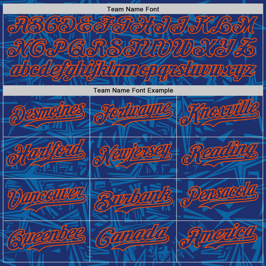 Custom Royal Blue-Orange Geometric Cyber Starburst Authentic Baseball Jersey