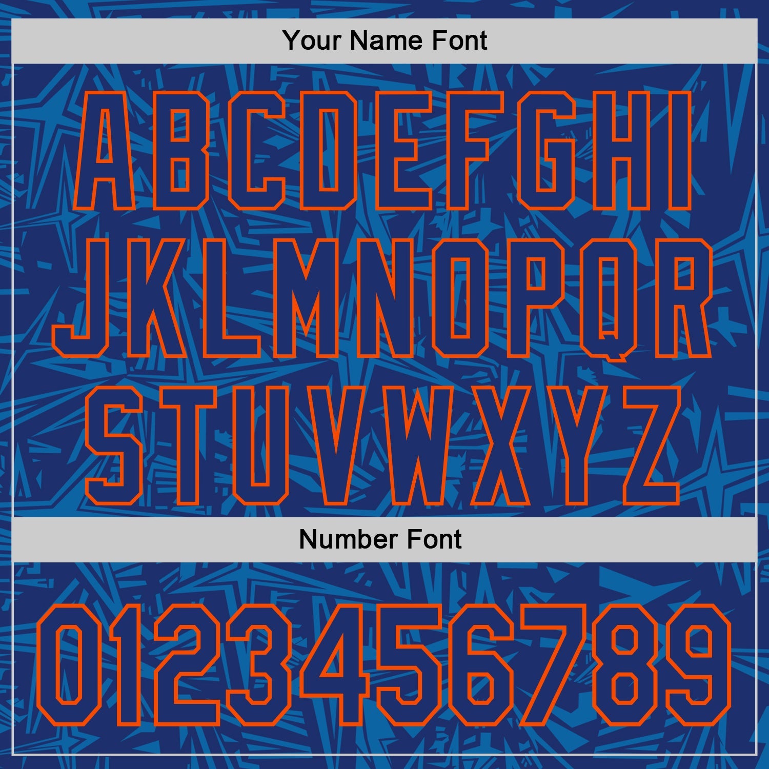 Custom Royal Blue-Orange Geometric Cyber Starburst Authentic Baseball Jersey