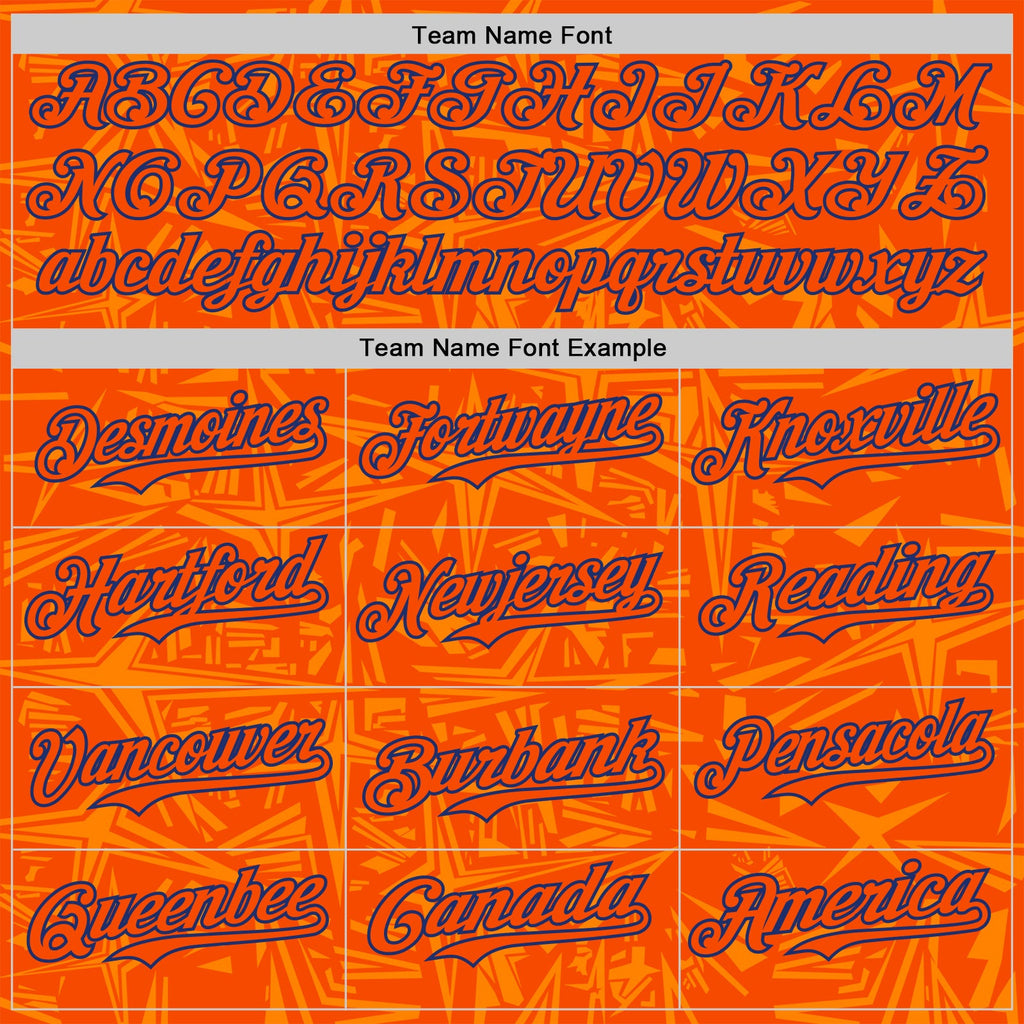 Custom Orange-Royal Geometric Cyber Starburst Authentic Baseball Jersey