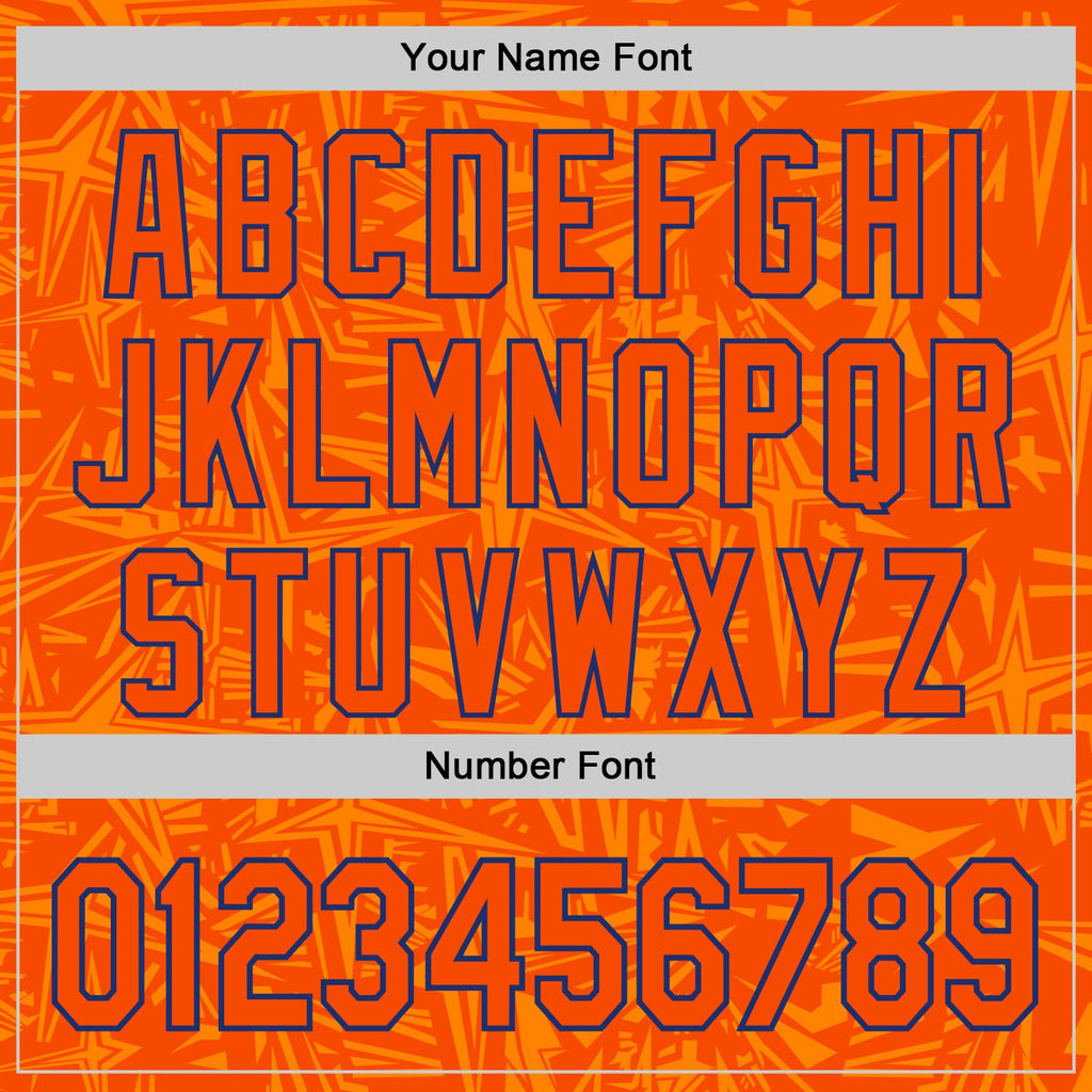 Custom Orange-Royal Geometric Cyber Starburst Authentic Baseball Jersey