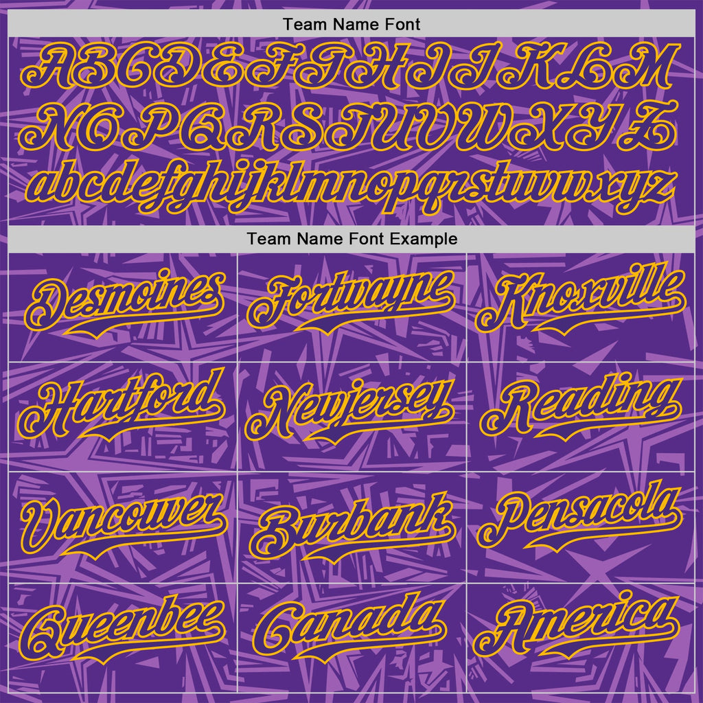 Custom Purple Medium Purple-Gold Geometric Cyber Starburst Authentic Baseball Jersey