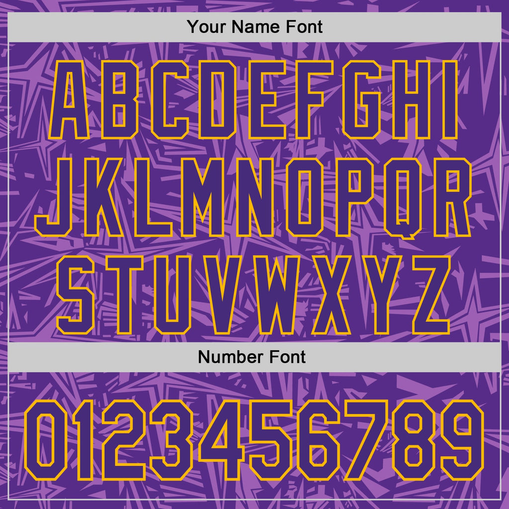 Custom Purple Medium Purple-Gold Geometric Cyber Starburst Authentic Baseball Jersey