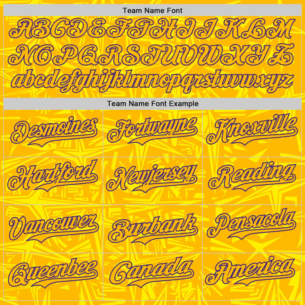 Custom Gold Light Yellow-Purple Geometric Cyber Starburst Authentic Baseball Jersey