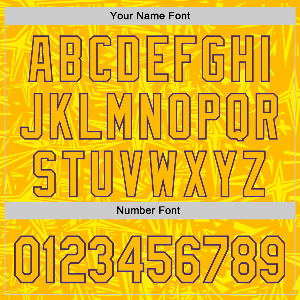 Custom Gold Light Yellow-Purple Geometric Cyber Starburst Authentic Baseball Jersey