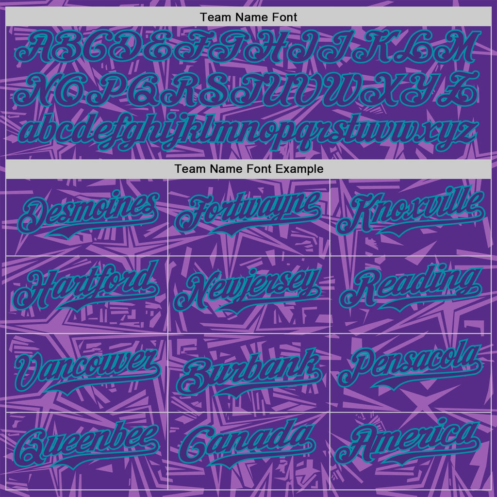 Custom Purple Medium Purple-Teal Geometric Cyber Starburst Authentic Baseball Jersey