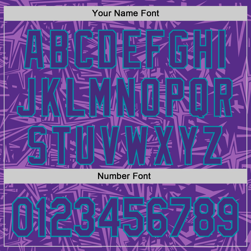 Custom Purple Medium Purple-Teal Geometric Cyber Starburst Authentic Baseball Jersey