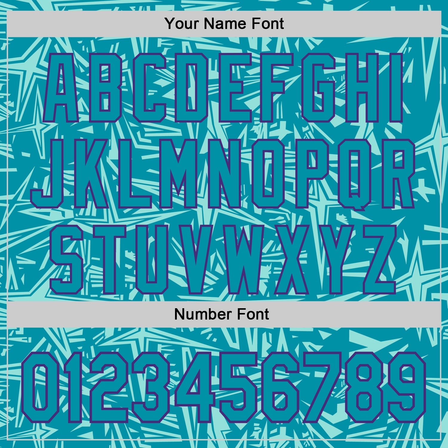 Custom Teal Ice Blue-Purple Geometric Cyber Starburst Authentic Baseball Jersey