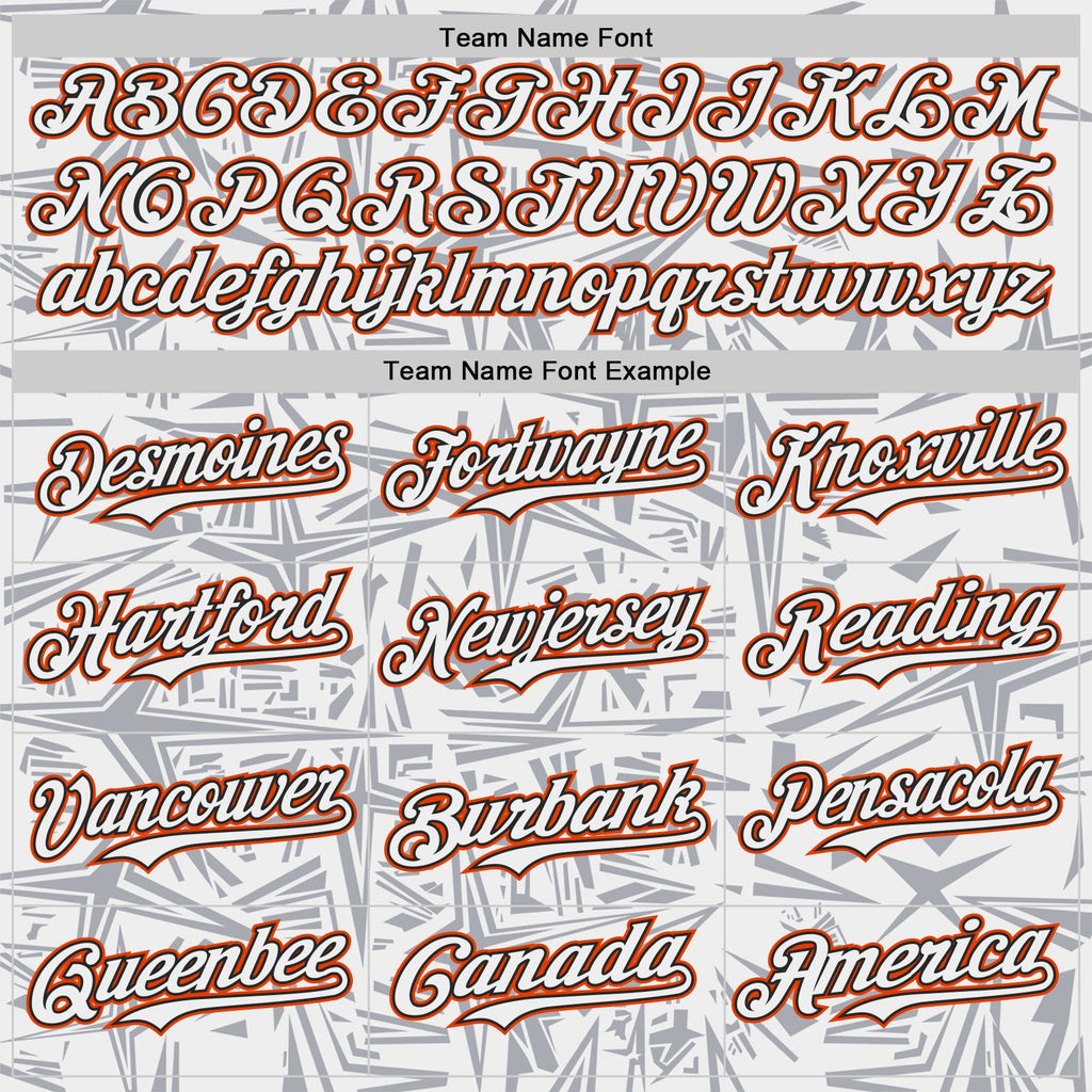 Custom White Gray Black-Orange Geometric Cyber Starburst Authentic Baseball Jersey
