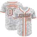 Custom White Gray Black-Orange Geometric Cyber Starburst Authentic Baseball Jersey