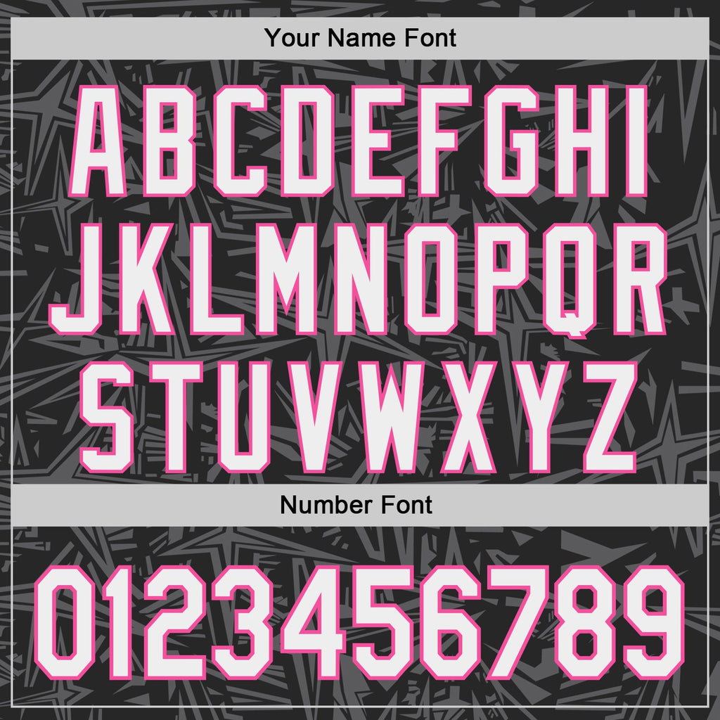 Custom Black White Steel Gray-Pink Geometric Cyber Starburst Authentic Baseball Jersey
