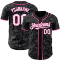 Custom Black White Steel Gray-Pink Geometric Cyber Starburst Authentic Baseball Jersey