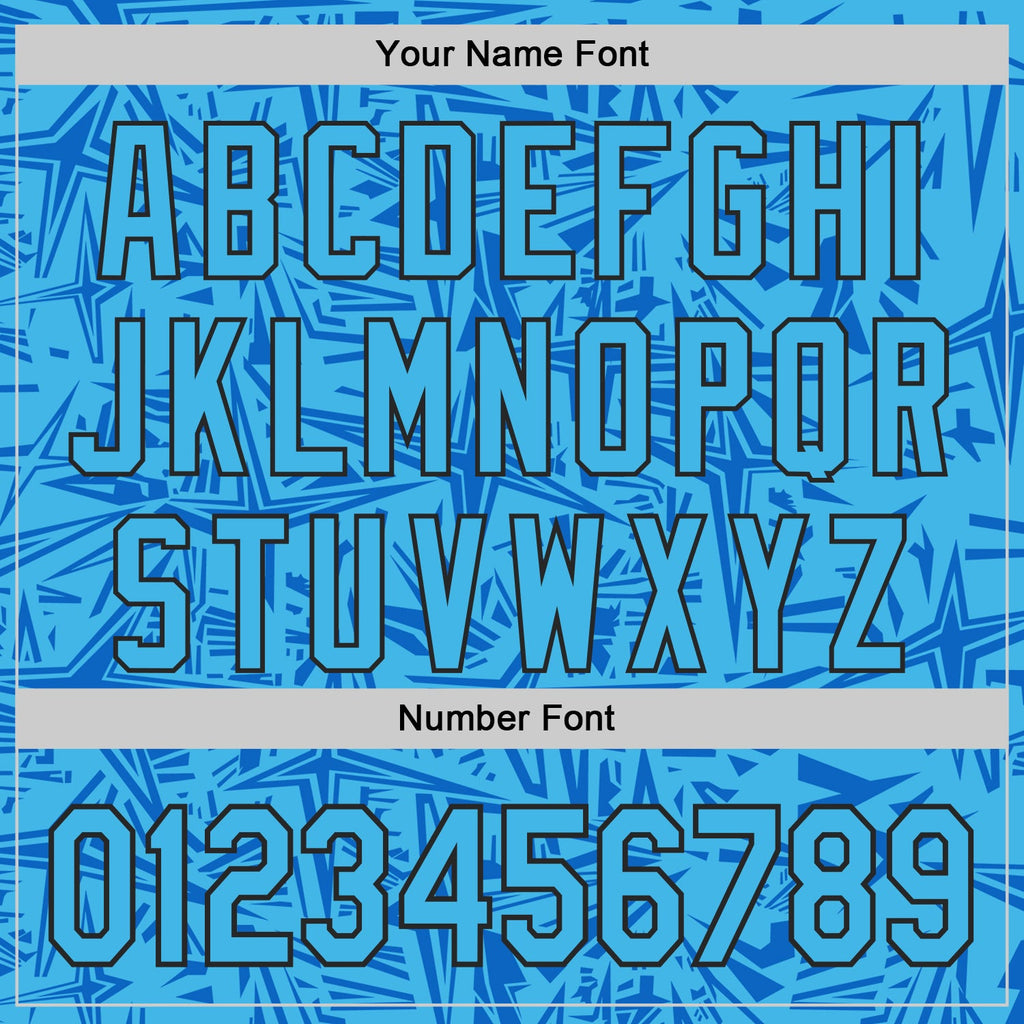 Custom Sky Blue Blue-Black Geometric Cyber Starburst Authentic Baseball Jersey