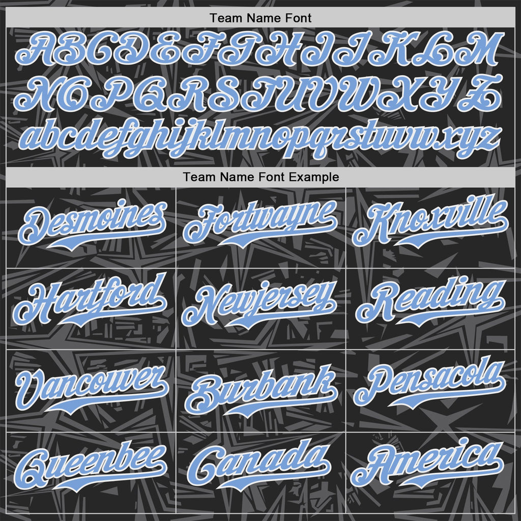 Custom Black Light Blue Steel Gray-White Geometric Cyber Starburst Authentic Baseball Jersey