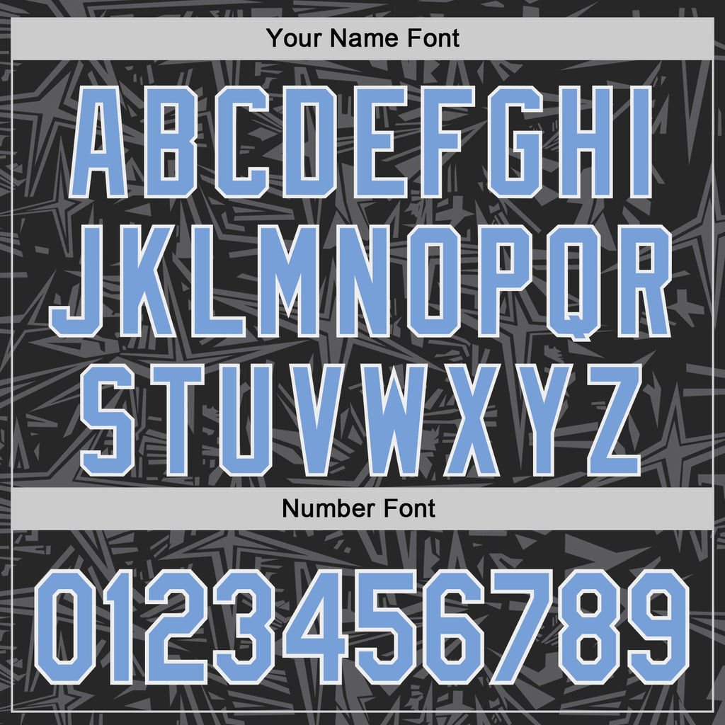 Custom Black Light Blue Steel Gray-White Geometric Cyber Starburst Authentic Baseball Jersey